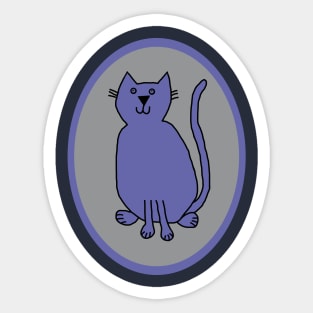 Very Peri Cat on Ultimate Gray Oval Sticker